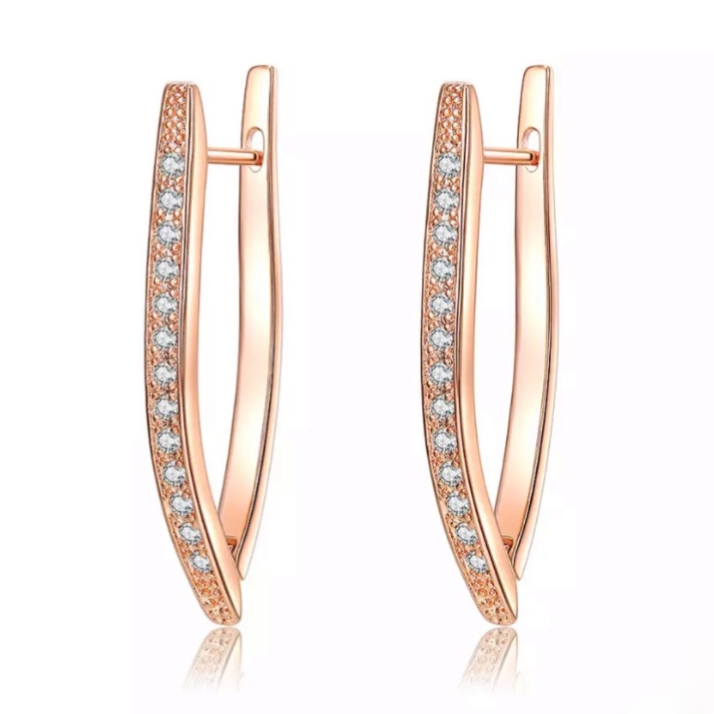 18K Rose Gold Plated CZ Earrings